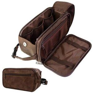 Pavilia Toiletry Bag for Men Travel Shaving Kit PU Leather Dopp Bag Organizer